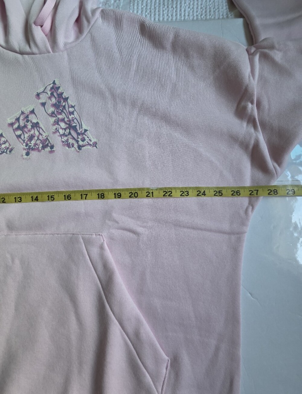 Adidas Pink Hoodie with Floral Trefoil Logo. - Picture 5 of 8